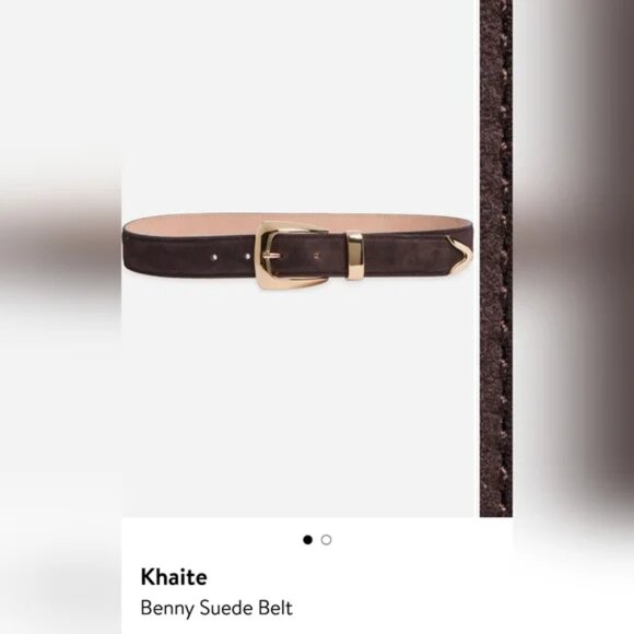 KHAITE Dark Brown Suede Belt with Gold Buckle. # K2 main image 15